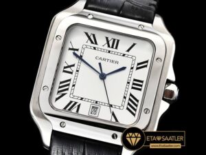 CAR0429D - Santos De Cartier 2018 Mens SSLE (Blk) Wht Swiss Qtz - 01.jpg